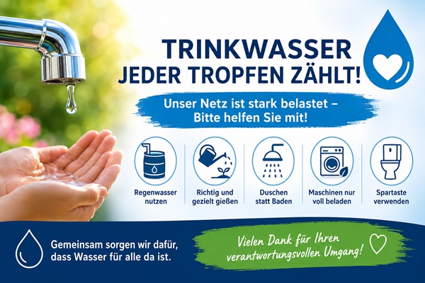 Ein Schaubild mit Tipps zum Wassersparen mit den Inhalten des dazugehörigen Textes.