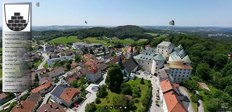 Luftaufnahme von Schloss Fürstenstein — Vorschau der virtuellen 3D-Tour